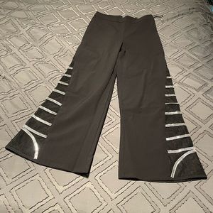 AKIRA PREMIER RHINESTONE MESH PANEL WIDE LEG PANT